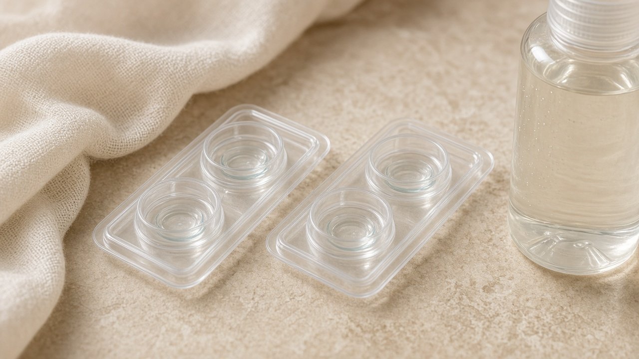 Kontakt lens kutusu, blister ve bakım solüsyonu